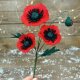 Mak polny - gałązka, kwiaty z filcu