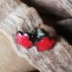 Czerwone kolczyki sztyfty CERAMICZNE KWIATY idealne na imieninowy prezent dla kobiety - damska biżuteria czerwona - GAIA ceramika