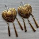 Vintage Brass & Silver Heart Earrings  ❀ڿڰۣ❀ Duże kolczyki