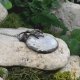 Postarzany wisior z białą skamieliną koralowca i listkami / PEN000190