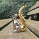 FOX STOJACZEK na pierścionki złoto-srebrny lisek figurka metal