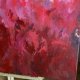 Czerwona abstrakcja, ręcznie malowany obraz ze złotem "Love Story" 90x120 cm