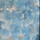 Błękitna abstrakcja, ręcznie malowany pastelowy obraz ze złotem "Dreaming"  70x70cm