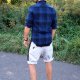 Button short pants z lampasem krótkie spodenki szare