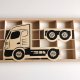 Drewniana półka w kształcie Tira na autka Hot Wheels / Oryginalny garaż na Resoraki - Półka Montessori - WERSJA 2