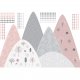 NAKLEJKA ŚCIENNA - Różowo - Szare góry i kropki