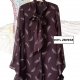 Kobieca, subtelna, delikatna koszula tunika 100% jedwab - burgund – S/XS