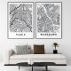 Zestaw mapy miast - skandynawskie plakaty Warszawa Paryż format 30x40 cm