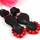 Czerwono-czarne eleganckie kolczyki z cyrkoniami Swarovski i kryształkami - FLAMENCO