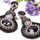 Eleganckie, czarne kolczyki sutasz z fioletowym lepidolitem, nocą kairu i cyrkoniami Swarovski - STARRY NIGHT