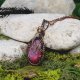 Miedziany wisiorek wire wrapping z różowym agatem / PEN000225