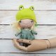 Lala - ŻABKA, dekoracja tekstylna, OOAK, pocket doll