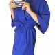 Bawełniany szlafrok o kroju kimona, Krótkie chabrowe muślinowe kimono, Damski szlafrok bawełniany