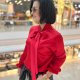Czerwona bluzka z kokardą długi rękaw DALIA