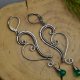 Długie kolczyki zielony onyks, wire wrapping, stal chirurgiczna