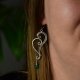 Długie kolczyki zielony onyks, wire wrapping, stal chirurgiczna