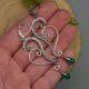 Długie kolczyki zielony onyks, wire wrapping, stal chirurgiczna