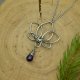 Wisiorek kwiat lotosu ametyst, wire wrapping, stal chirurgiczna