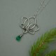 Wisiorek kwiat lotosu zielony onyks, wire wrapping, stal chirurgiczna