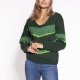 Sweter w graficzny wzór chevron - SWE269 zielony MKM