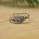 Pierścionek regulowany ametyst, wire wrapping, stal chirurgiczna