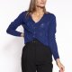 Sweter z dekoltem w serek - SWE267 kobalt MKM