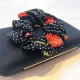 Romantyczna Gumka do Włosów Scrunchie ITALIANA – Czarna w Białe Groszki i Maki | Styl Retro Vintage Włoski | Dodatki do Włosów Handmade