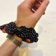 Romantyczna Gumka do Włosów Scrunchie ITALIANA – Czarna w Białe Groszki i Maki | Styl Retro Vintage Włoski | Dodatki do Włosów Handmade