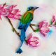 Obraz przestrzenny. Zimorodek w gałęziach magnolii