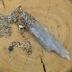 Wisiorek talizman duży kianit kyanit surowy wire wrapping stal chirurgiczna