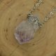 Naszyjnik talizman minimalistyczny surowy ametyst, wire wrapping, stal chirurgiczna