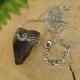 Naszyjnik minimalistyczny Talizman duży kwarc dymny, wire wrapping, stal chirurgiczna