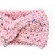 Wiosenna opaska wełniana handmade różowa kolorowe konfetti