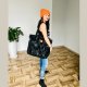 Duża torba z jeansu powlekanego welurem "Mili Weekend Bag" - czarna