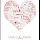 Plakat Mapa z kolorem - serce Warszawa