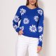 Sweter w kwiatki - SWE302 kobaltowy MKM