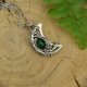 Wisiorek księżyc onyks zielony, półksiężyc, wire wrapping, stal chirurgiczna,