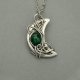 Wisiorek księżyc onyks zielony, półksiężyc, wire wrapping, stal chirurgiczna,