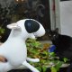 biały bulterier, pluszowy pies przytulanka