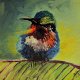 Mały prezent, oryginalny tropikalny ptak, obraz olejny, jasne kolorowe do domu miniaturowy nowoczesny prezent 19x19 cm