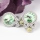 Małe srebrne kolczyki-sztyfty sutasz z zielonymi kryształami Swarovskiego - Basic Chrysolite