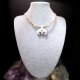 Choker Lunula Słowiańska księżyc porcelanowy bały złocony ~ Slavic Porcelain ~ mikro makrama