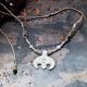 Choker Lunula słowiańska porcelana biało - srebrna Księżyc ~ Slavic Porcelain ~ mikro makrama