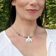 Choker Lunula słowiańska porcelana biało - srebrna Księżyc ~ Slavic Porcelain ~ mikro makrama