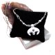 Choker Lunula słowiańska porcelana biało - srebrna Księżyc ~ Slavic Porcelain ~ mikro makrama