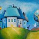 Bajkowe miasteczko kotów - obraz akrylowy