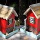 Skandynawski domek, drewniany model 3D, wisząca dekoracja, zawieszka