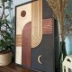 Drewniana dekoracja mid-century. "Dzień i noc". Obraz midcentury, boho.