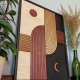 Drewniana dekoracja mid-century. "Dzień i noc". Obraz midcentury, boho.