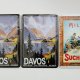 Szyld, metalowa pocztówka, Davos, Szwajcaria, Embalit-Card, 2 sztuki